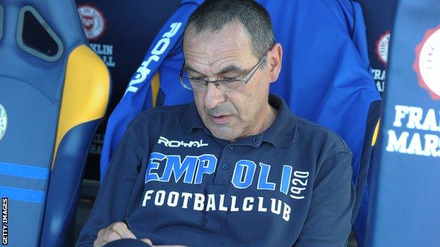 Maurizio Sarri on the bench when manager of Empoli