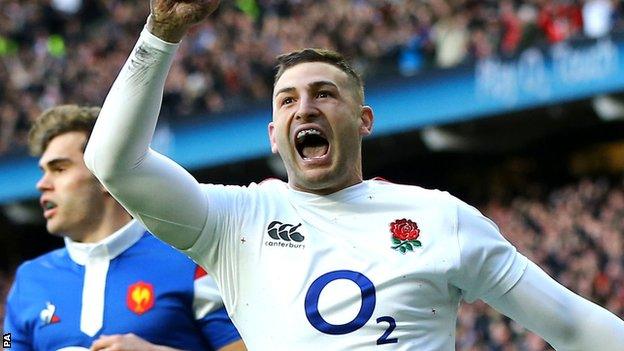 Jonny May celebrates