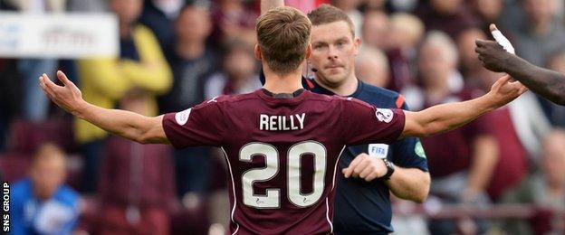 Gavin Reilly was sent off at the weekend