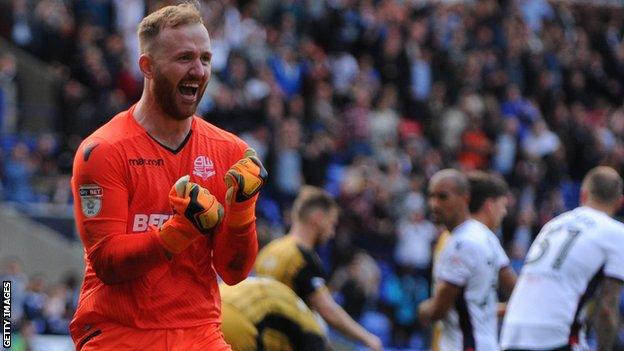 Bolton goalkeeper Ben Alnwick celebrates