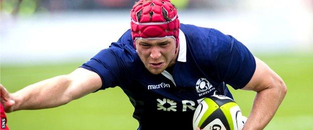 Grant Gilchrist playing for Scotland against Canada