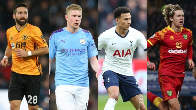 Joao Moutinho, Kevin de Bruyne, Dele Alli, Todd Cantwell