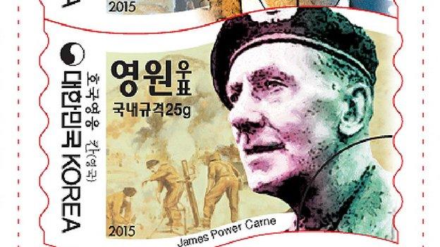 South Korean stamp featuring Col James Carne