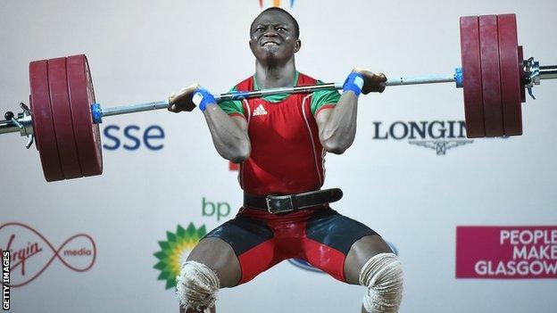 Cyrille Tchatchet II competing for Cameroon at the 2014 Commonwealth Games in Glasgow