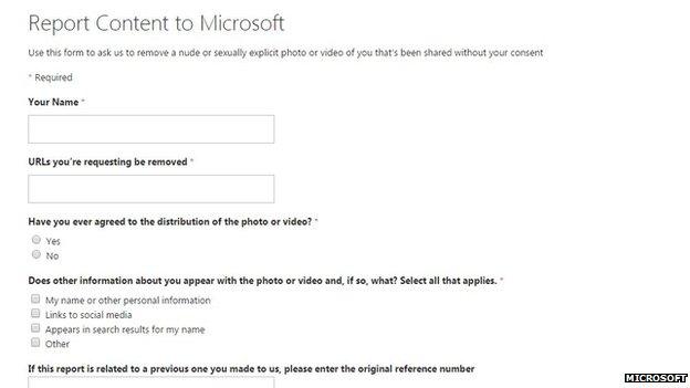 Microsoft revenge porn form