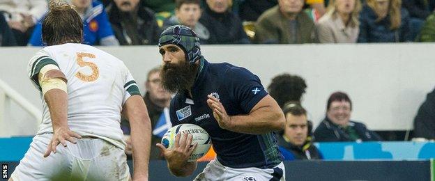 Josh Strauss playing for Scotland against South Africa