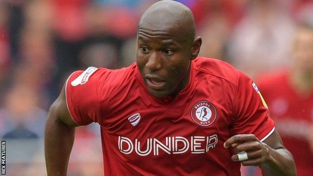 Benik Afobe in action for Bristol City