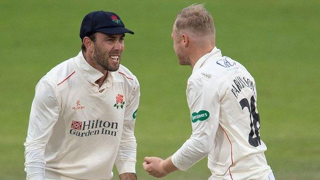 Spinners Glenn Maxwell and Matt Parkinson shared six of Lancashire's wickets as Derbyshire were bowled out for just 129