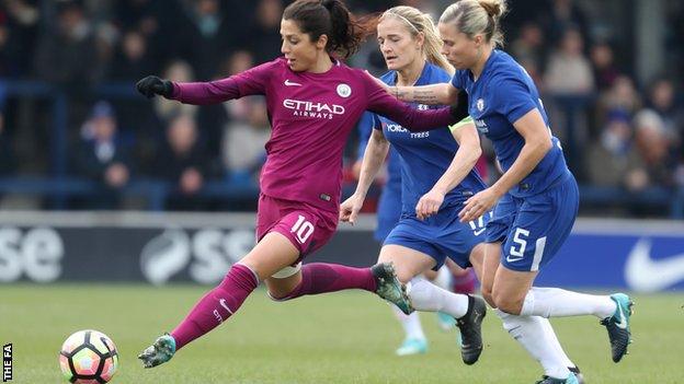 Nadia Nadim scored Manchester City's only goal to beat Chelsea at Kingsmeadow