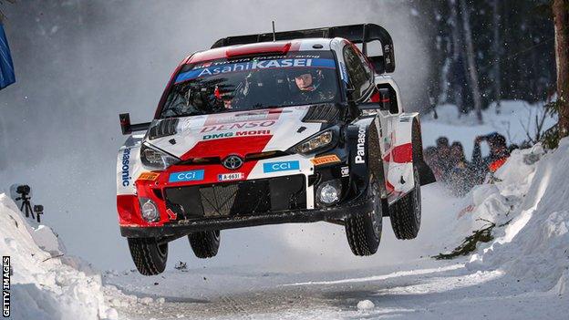 Elfyn Evans in action at Rally Sweden