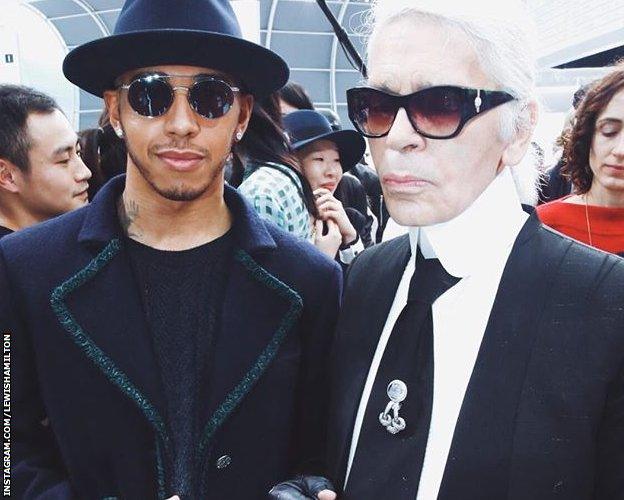 Lewis Hamilton and Karl Lagerfeld