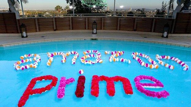 Amazon Prime letters in swimming pool