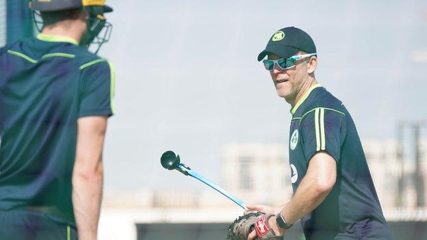 Stuart Barnes takes a training session with the Ireland men's squad