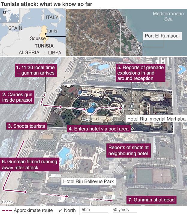 Map showing the location of the Tunisia attack