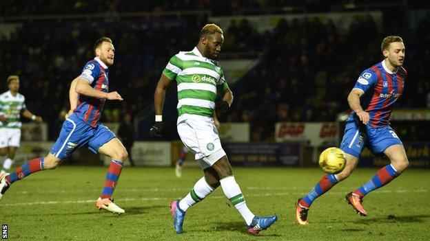 Moussa Dembele scores his second goal against Inverness