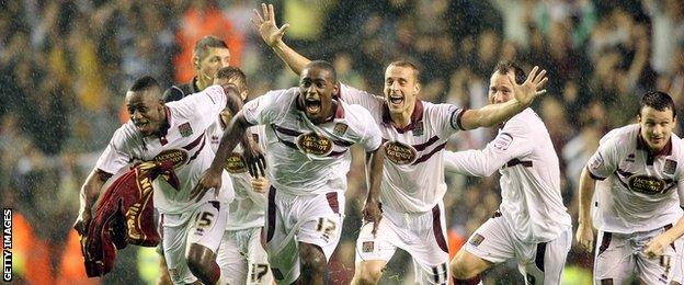 Northampton Town players celebrate