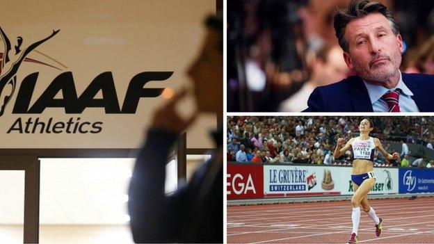 IAAF. president Lord Coe and athlete Jo Pavey