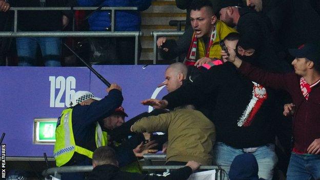 Crowd trouble in Hungary section at Wembley