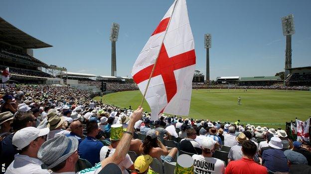 The England flat flies proudly despite impending defeat in the third Test at the Waca