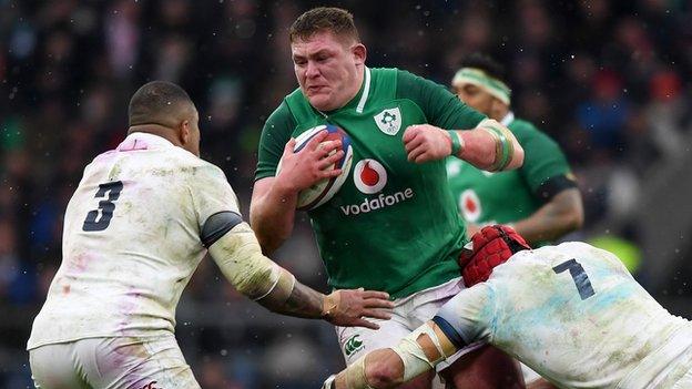 Tadhg Furlong attacks on Saturday