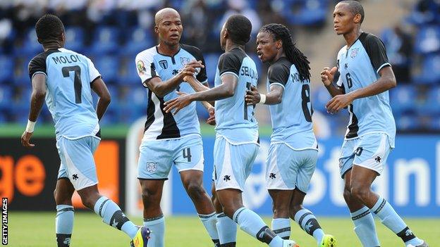 Botswana players celebrate a goal at the 2012 Africa Cup of Nations