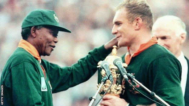 Nelson Mandela and Francois Pienaar