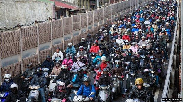 Taiwanese scooter riders