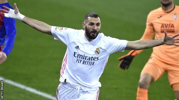 Karim Benzema celebrates his goal