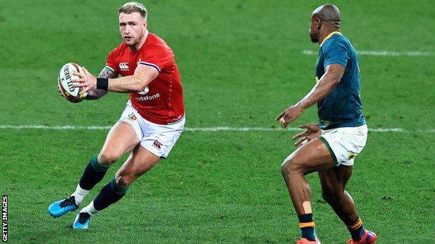 Stuart Hogg playing for the British & Irish Lions against South Africa