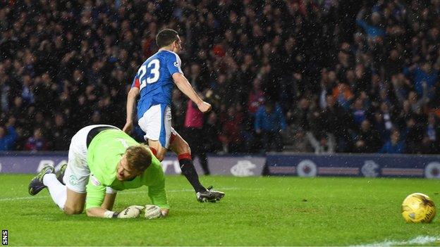 Jason Holt celebrates after scoring for Rangers against Hibernian