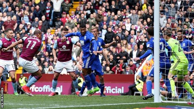 Gabby Agbonlahor scores Aston Villa's winner against Blues at Villa Park last season