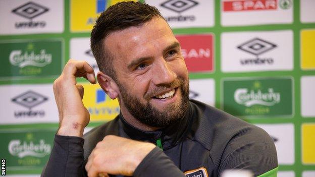 Shane Duffy during a Republic of Ireland news conference on Thursday