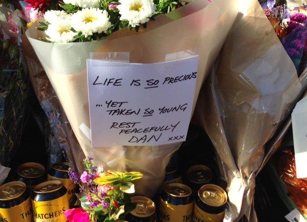 Floral tributes in Gordon Road