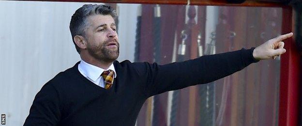 Motherwell manager Stephen Robinson in his side's technical area