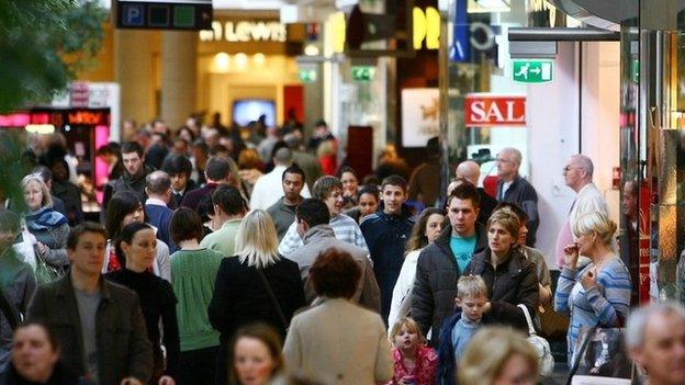 Shoppers at the Bluewater shopping centre in Kent