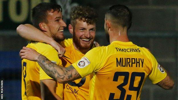 Torquay United celebrate against Maidenhead