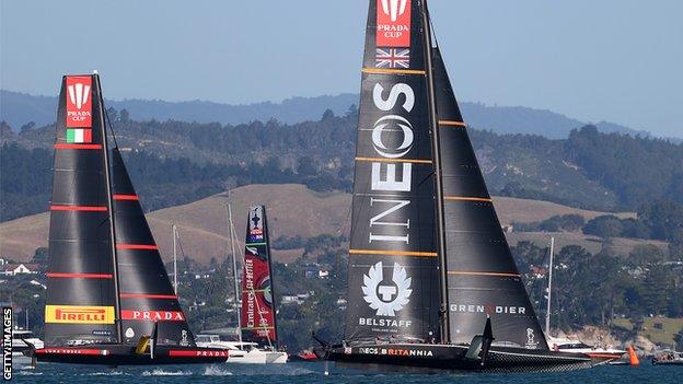 Team Ineos leads Luna Rossa in race six