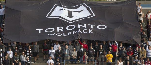 Toronto Wolfpack banner at Lamport Stadium