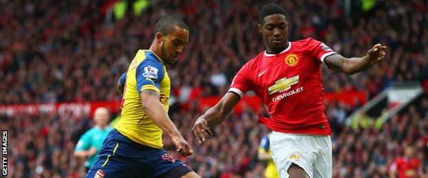 Tyler Blackett in action for Manchester United