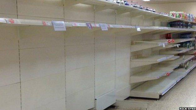 Empty water shelves