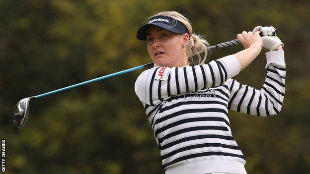 England's Charley Hull plays a shot during her second round at the 2020 US Women's Open