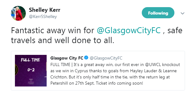 A tweet by Shelley Kerr