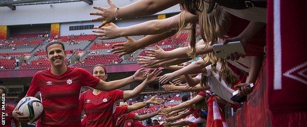 Canada players greet fans