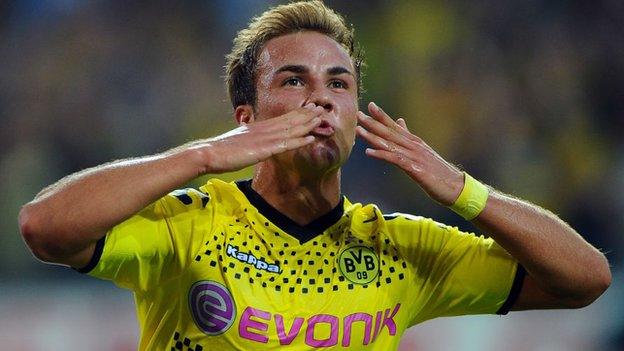 Mario Gotze in action for Borussia Dortmund