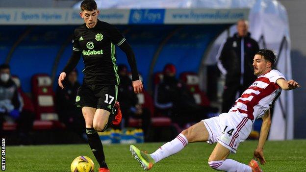 Charlie Trafford (right) in action against Celtic last season