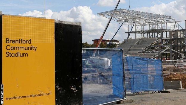 Brentford's new stadium under construction at Lionel Road