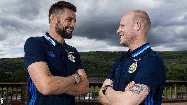 Scotland's Russell Martin and Steven Naismith