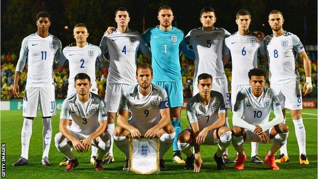 England team that started the game against Lithuania