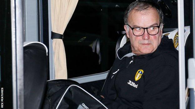 Leeds boss Marcelo Bielsa arrives at Stoke City