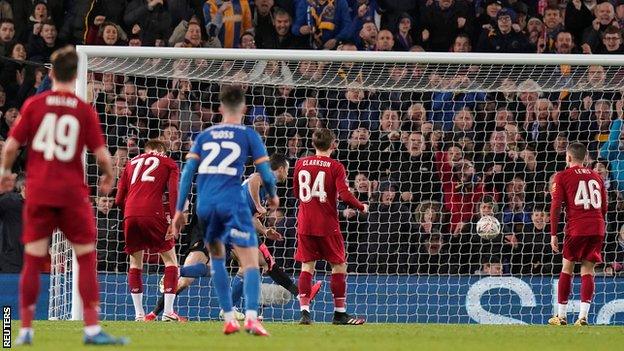 With the tie goalless, Shrewsbury's Shaun Whalley had a header disallowed for offside after a VAR check